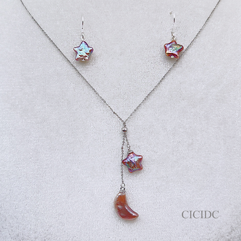 CICIDC Natural Baroque Star Moon Pearl Set