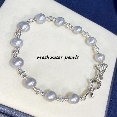 New Freshwater Pearl Monochrome Pearl Bracelet With Elegant Gray Women's Handicraft Jewelry