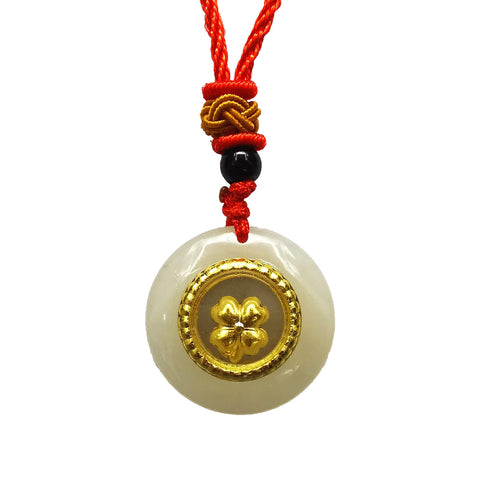 Natural Jade Clover Necklace