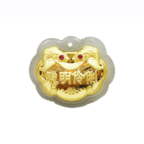 Natural Jade Longevity Necklace with Clever Words