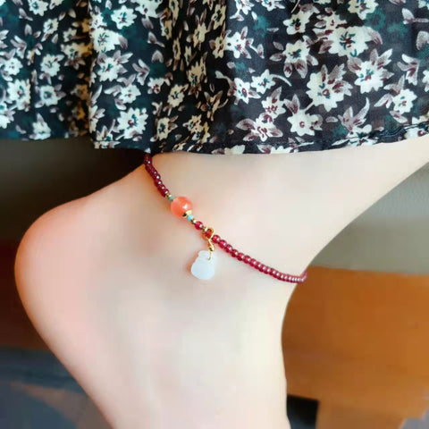 Cute Garnet Beautiful Anklelets with Wallet/Ball Charm