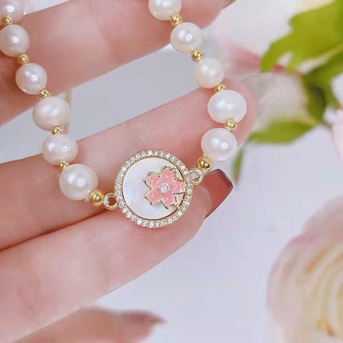 Elegant Gorgeous Real Pearl Adjustable Flower Bracelet