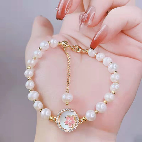 Elegant Gorgeous Real Pearl Adjustable Flower Bracelet