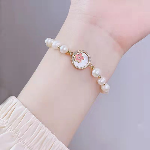 Elegant Gorgeous Real Pearl Adjustable Flower Bracelet