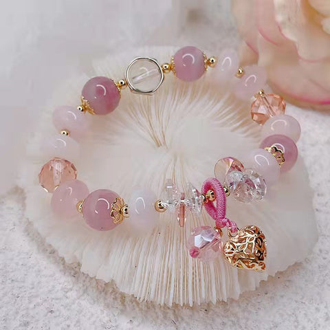 New Style Cute  Rose Quartz/Jade Bracelet with Heart Shape(Pink/Green/Red)