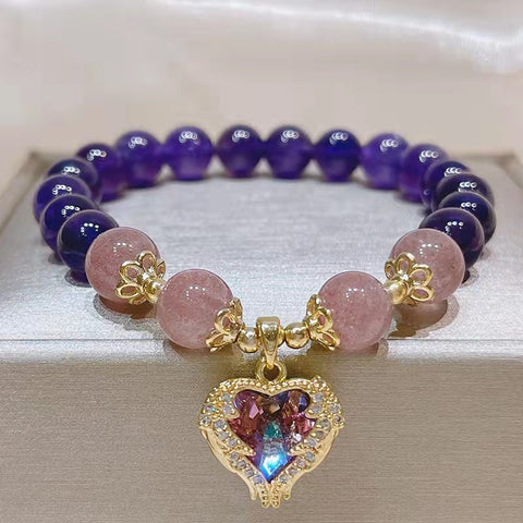 New Fashion Elegant Amethyst Bracelet with Heart/Ball/Longevity/Animal Charm