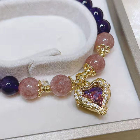 New Fashion Elegant Amethyst Bracelet with Heart/Ball/Longevity/Animal Charm