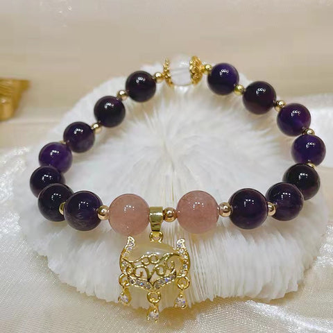 New Fashion Elegant Amethyst Bracelet with Heart/Ball/Longevity/Animal Charm