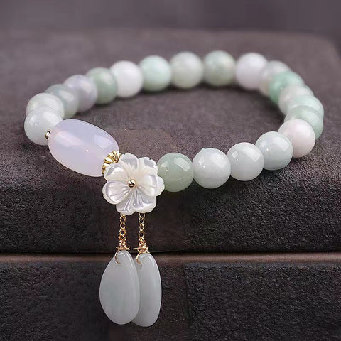 New Style Fashion Gorgeous Jade Flower Bracelet