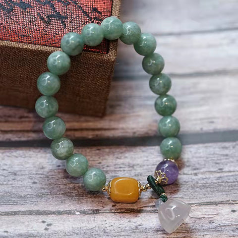 Elegant Jade Lotus Bracelet