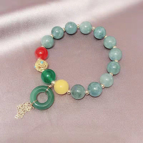 Real Jade Bracelet with Donut Charm